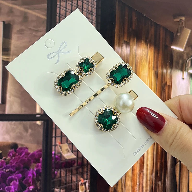 1 Set Women Hair Clips Headwear Jewelry Fashion Crystal Hair Accessories for Girls Luxury Pearl Barrettes Pins Christmas Gift