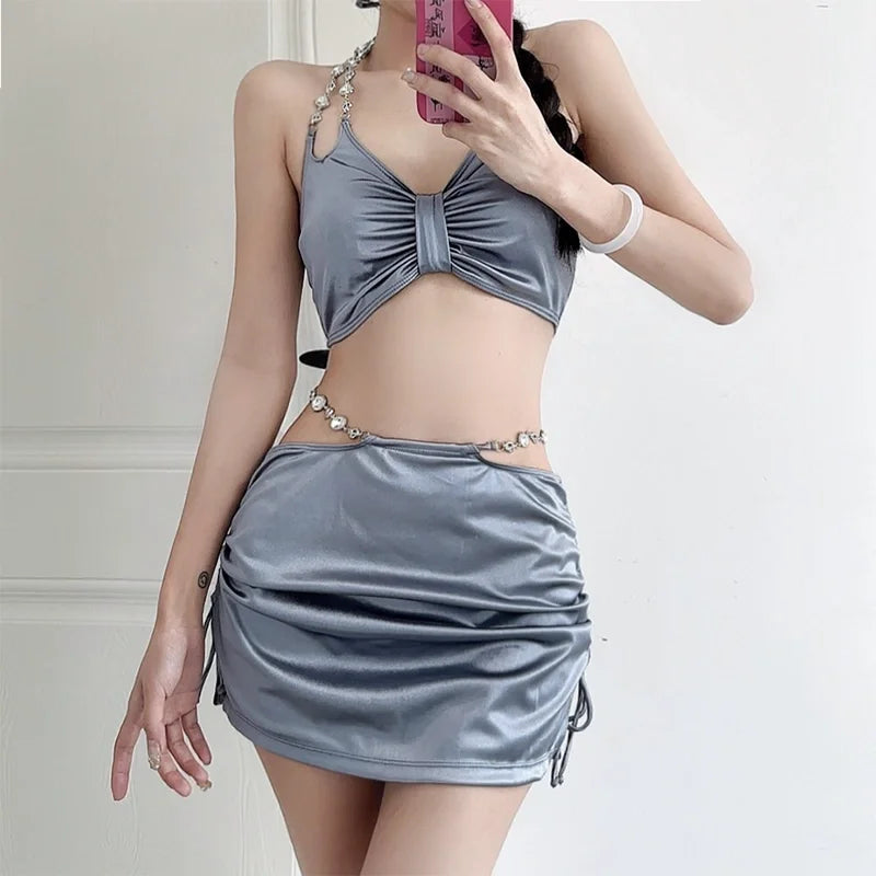 New Quick-drying Clothes for Women Super Fairy Hot Girl High-end Autumn and Winter Spring Swimming Three-piece Set