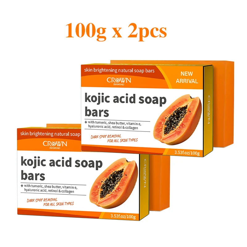 3 in 1 Kojic Acid Soap Papaya Soap Handmade Soap Brightening Skin Hyalunronic Soap Face & Body Soap for whitening Crown Diamond