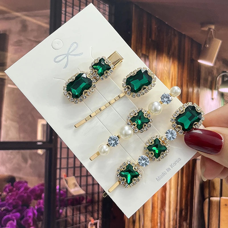 1 Set Women Hair Clips Headwear Jewelry Fashion Crystal Hair Accessories for Girls Luxury Pearl Barrettes Pins Christmas Gift