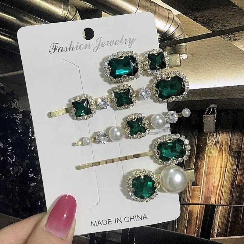 1 Set Women Hair Clips Headwear Jewelry Fashion Crystal Hair Accessories for Girls Luxury Pearl Barrettes Pins Christmas Gift