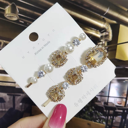 1 Set Women Hair Clips Headwear Jewelry Fashion Crystal Hair Accessories for Girls Luxury Pearl Barrettes Pins Christmas Gift