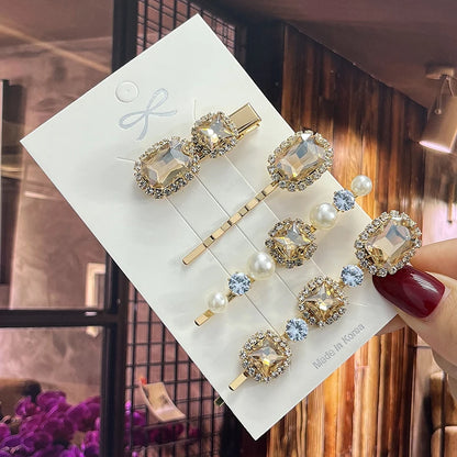 1 Set Women Hair Clips Headwear Jewelry Fashion Crystal Hair Accessories for Girls Luxury Pearl Barrettes Pins Christmas Gift