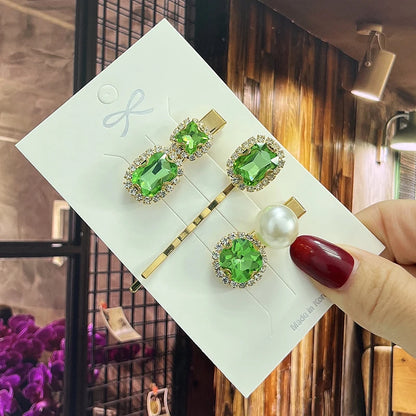 1 Set Women Hair Clips Headwear Jewelry Fashion Crystal Hair Accessories for Girls Luxury Pearl Barrettes Pins Christmas Gift