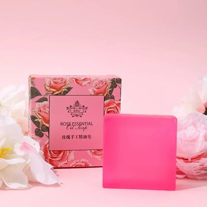 New Rose Essential Oil Soap Handmade Treatment Acnes Face Moisturizing Gently Anti Rebelles Smooth Butter Bath Skin Care Tool