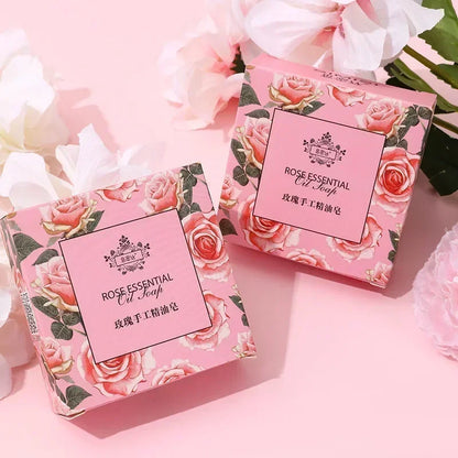 New Rose Essential Oil Soap Handmade Treatment Acnes Face Moisturizing Gently Anti Rebelles Smooth Butter Bath Skin Care Tool