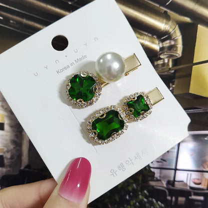 1 Set Women Hair Clips Headwear Jewelry Fashion Crystal Hair Accessories for Girls Luxury Pearl Barrettes Pins Christmas Gift