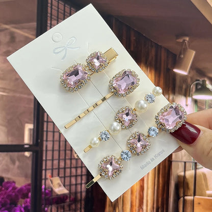 1 Set Women Hair Clips Headwear Jewelry Fashion Crystal Hair Accessories for Girls Luxury Pearl Barrettes Pins Christmas Gift