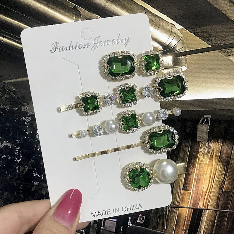 1 Set Women Hair Clips Headwear Jewelry Fashion Crystal Hair Accessories for Girls Luxury Pearl Barrettes Pins Christmas Gift