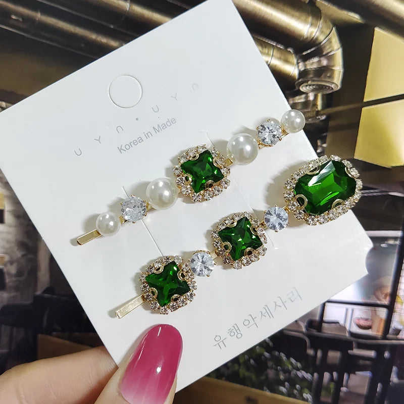 1 Set Women Hair Clips Headwear Jewelry Fashion Crystal Hair Accessories for Girls Luxury Pearl Barrettes Pins Christmas Gift