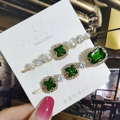 1 Set Women Hair Clips Headwear Jewelry Fashion Crystal Hair Accessories for Girls Luxury Pearl Barrettes Pins Christmas Gift