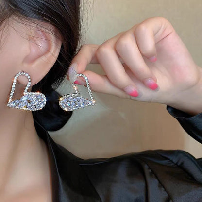 Gold Color Rhinestone Bow Pearl Earrings For Women 2022 New Korean Fashion Exquisite Earrings Wedding Jewelry Birthday Gifts
