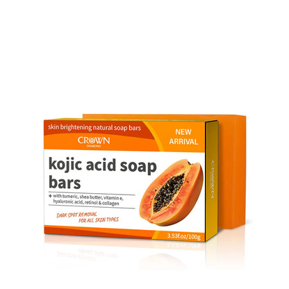 3 in 1 Kojic Acid Soap Papaya Soap Handmade Soap Brightening Skin Hyalunronic Soap Face & Body Soap for whitening Crown Diamond