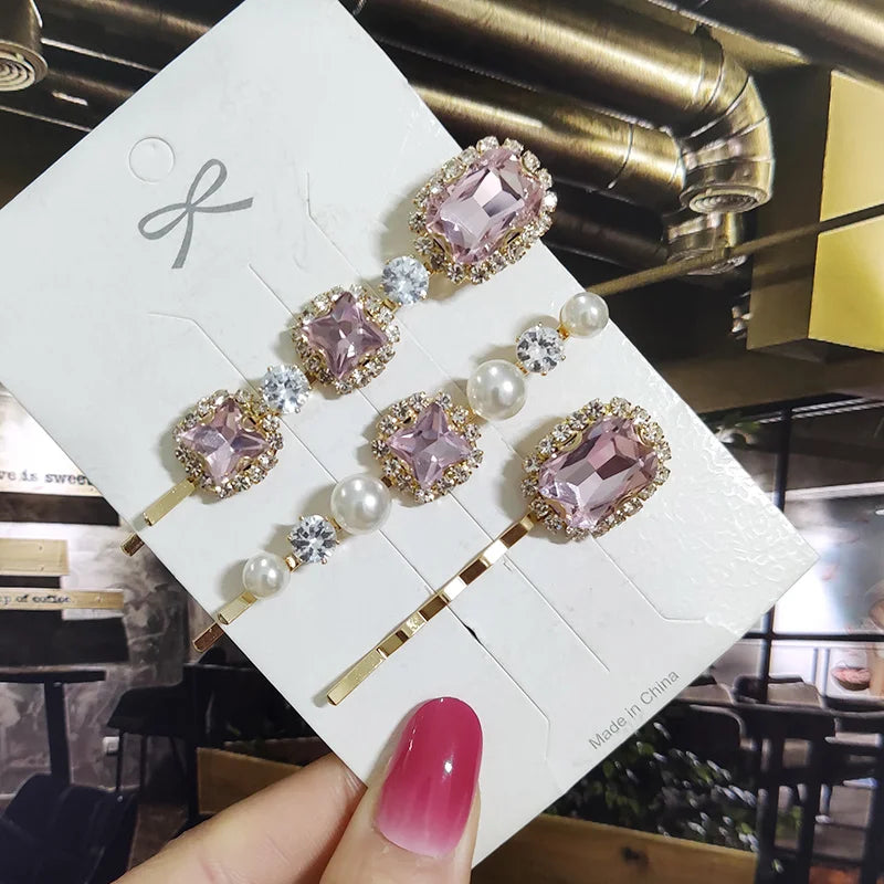 1 Set Women Hair Clips Headwear Jewelry Fashion Crystal Hair Accessories for Girls Luxury Pearl Barrettes Pins Christmas Gift