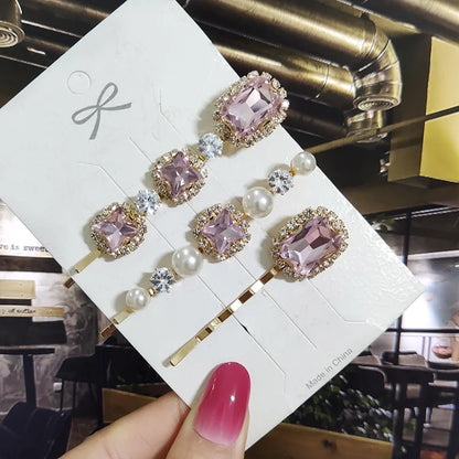 1 Set Women Hair Clips Headwear Jewelry Fashion Crystal Hair Accessories for Girls Luxury Pearl Barrettes Pins Christmas Gift