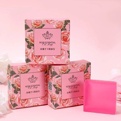 New Rose Essential Oil Soap Handmade Treatment Acnes Face Moisturizing Gently Anti Rebelles Smooth Butter Bath Skin Care Tool