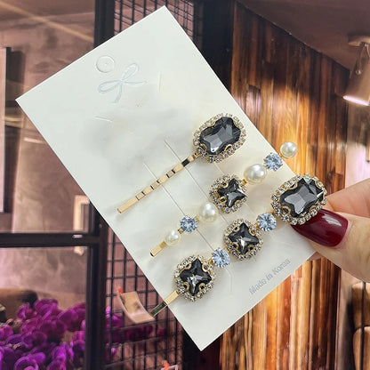 1 Set Women Hair Clips Headwear Jewelry Fashion Crystal Hair Accessories for Girls Luxury Pearl Barrettes Pins Christmas Gift