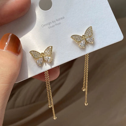 Gold Color Rhinestone Bow Pearl Earrings For Women 2022 New Korean Fashion Exquisite Earrings Wedding Jewelry Birthday Gifts