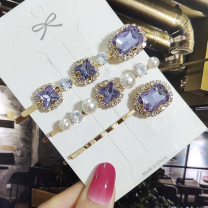 1 Set Women Hair Clips Headwear Jewelry Fashion Crystal Hair Accessories for Girls Luxury Pearl Barrettes Pins Christmas Gift