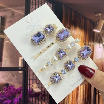 1 Set Women Hair Clips Headwear Jewelry Fashion Crystal Hair Accessories for Girls Luxury Pearl Barrettes Pins Christmas Gift
