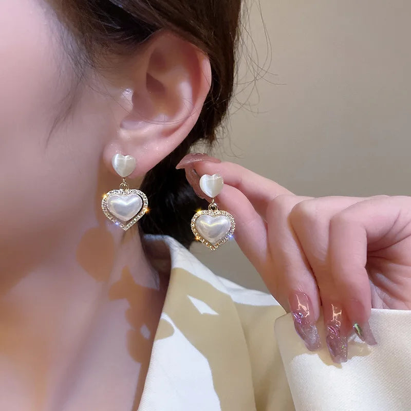 Gold Color Rhinestone Bow Pearl Earrings For Women 2022 New Korean Fashion Exquisite Earrings Wedding Jewelry Birthday Gifts