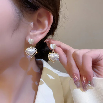 Gold Color Rhinestone Bow Pearl Earrings For Women 2022 New Korean Fashion Exquisite Earrings Wedding Jewelry Birthday Gifts
