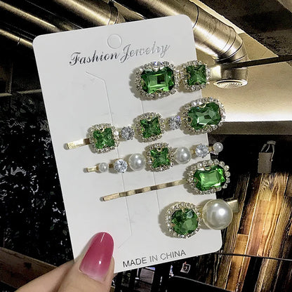 1 Set Women Hair Clips Headwear Jewelry Fashion Crystal Hair Accessories for Girls Luxury Pearl Barrettes Pins Christmas Gift