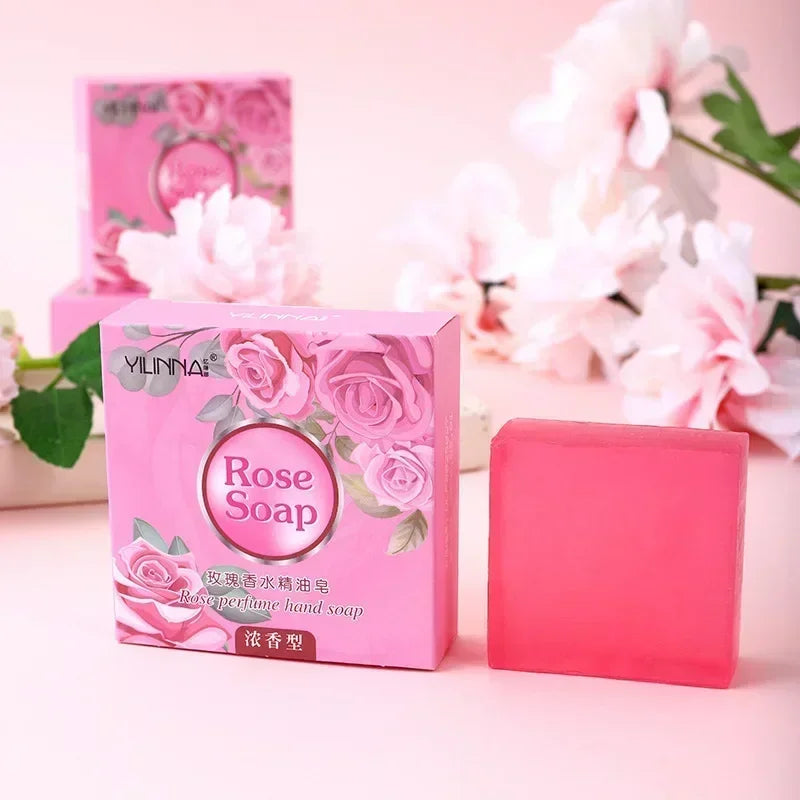 New Rose Essential Oil Soap Handmade Treatment Acnes Face Moisturizing Gently Anti Rebelles Smooth Butter Bath Skin Care Tool