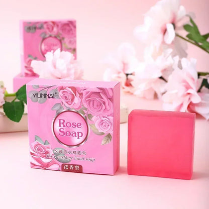 New Rose Essential Oil Soap Handmade Treatment Acnes Face Moisturizing Gently Anti Rebelles Smooth Butter Bath Skin Care Tool