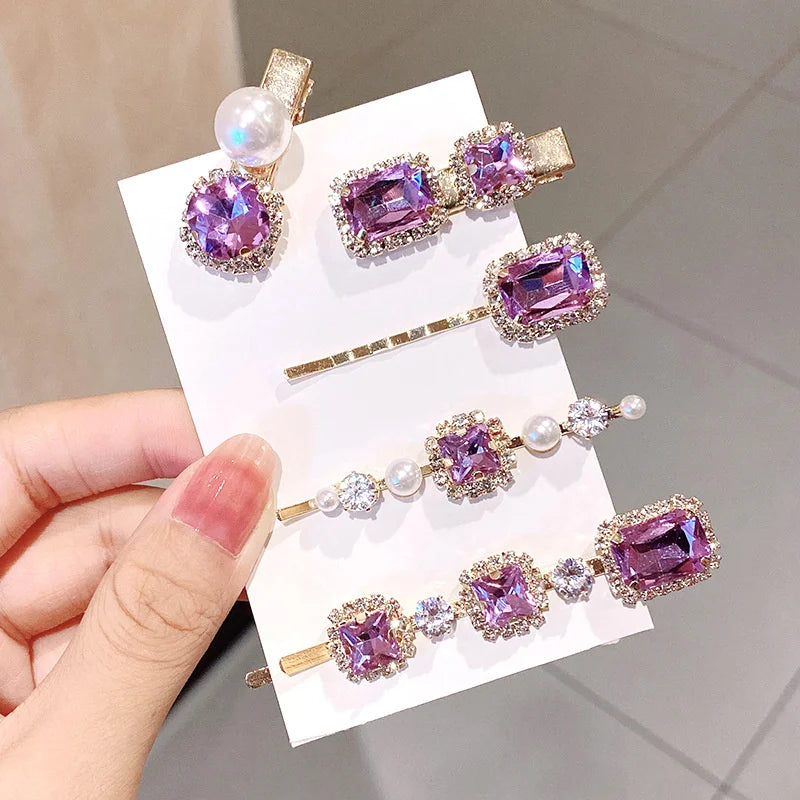 1 Set Women Hair Clips Headwear Jewelry Fashion Crystal Hair Accessories for Girls Luxury Pearl Barrettes Pins Christmas Gift