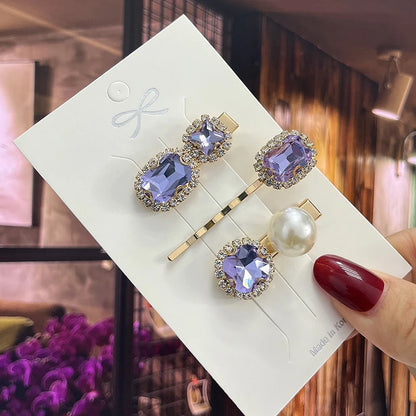 1 Set Women Hair Clips Headwear Jewelry Fashion Crystal Hair Accessories for Girls Luxury Pearl Barrettes Pins Christmas Gift