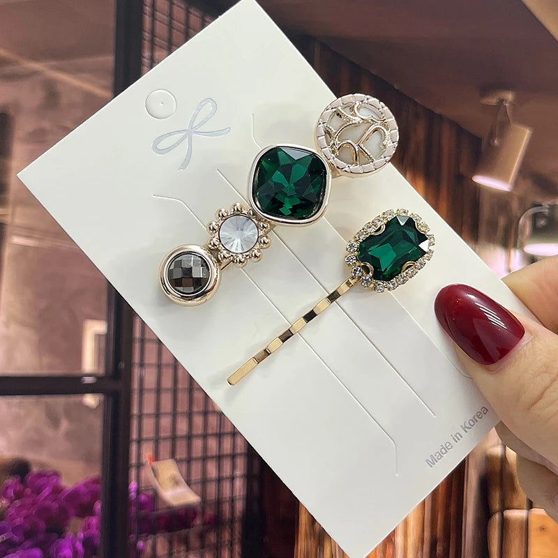 1 Set Women Hair Clips Headwear Jewelry Fashion Crystal Hair Accessories for Girls Luxury Pearl Barrettes Pins Christmas Gift