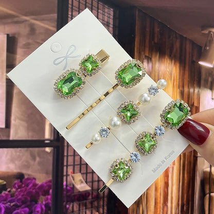 1 Set Women Hair Clips Headwear Jewelry Fashion Crystal Hair Accessories for Girls Luxury Pearl Barrettes Pins Christmas Gift