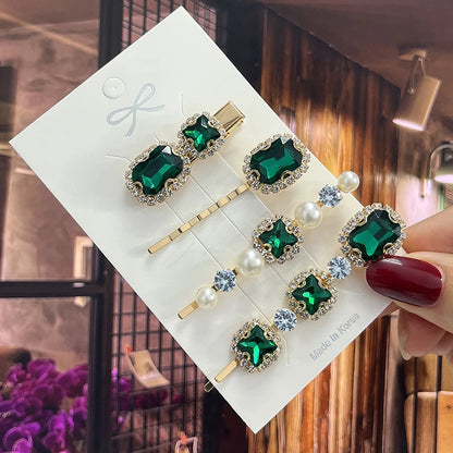 1 Set Women Hair Clips Headwear Jewelry Fashion Crystal Hair Accessories for Girls Luxury Pearl Barrettes Pins Christmas Gift