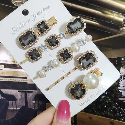 1 Set Women Hair Clips Headwear Jewelry Fashion Crystal Hair Accessories for Girls Luxury Pearl Barrettes Pins Christmas Gift
