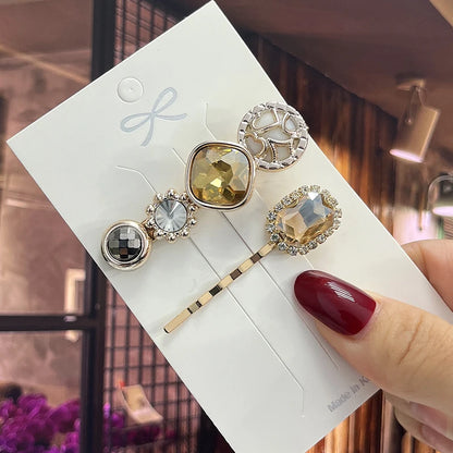 1 Set Women Hair Clips Headwear Jewelry Fashion Crystal Hair Accessories for Girls Luxury Pearl Barrettes Pins Christmas Gift