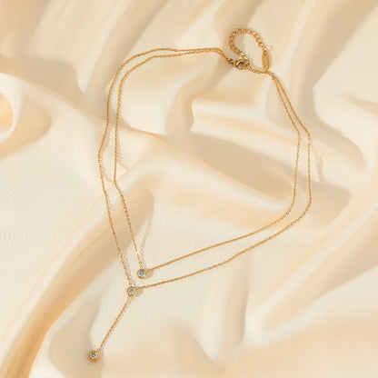 GANEMLY 316L Stainless Steel Multilayer Zircon Pendant Necklace For Women Girl New Trendy Luxury Neck Chain Jewelry Lady Gift