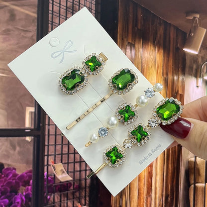 1 Set Women Hair Clips Headwear Jewelry Fashion Crystal Hair Accessories for Girls Luxury Pearl Barrettes Pins Christmas Gift