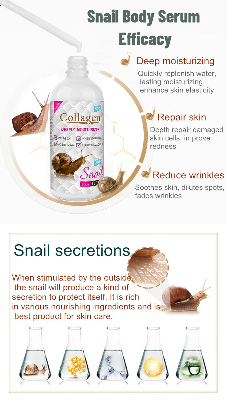100ml Snail Collagen Body Serum Brighten Lotion Moisturizing Repair Damaged Skin Serum Liquid PM6926