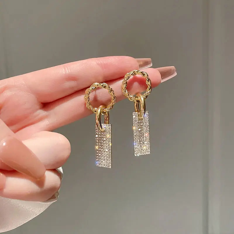 Gold Color Rhinestone Bow Pearl Earrings For Women 2022 New Korean Fashion Exquisite Earrings Wedding Jewelry Birthday Gifts
