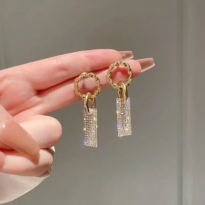 Gold Color Rhinestone Bow Pearl Earrings For Women 2022 New Korean Fashion Exquisite Earrings Wedding Jewelry Birthday Gifts